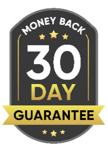 Money Back 30 Day Guarantee badge with stars on a white background