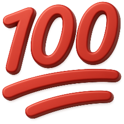 Red number '100' with a wavy line on a white background