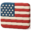 American flag design on a rectangular object with red, white, and blue colors.