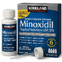 Kirkland Minoxidil Topical Solution for men on a white background