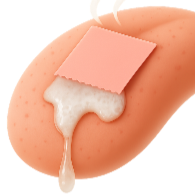 Illustration of a red strip on a drooling tongue.
