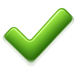 Green check mark icon on a white background
