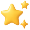 Three yellow stars on a white background